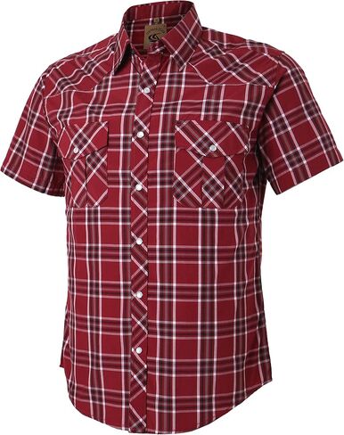 COEVALS CLUB Men's Western Plaid Pearl Snap Buttons Two Pocket Casual Short Sleeve Shirts in Kuwait