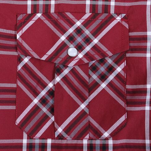 COEVALS CLUB Men's Western Plaid Pearl Snap Buttons Two Pocket Casual Short Sleeve Shirts in Kuwait