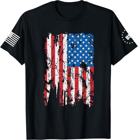 4th of July Shirts Men:USA American Flag Patriotic Independence Day Higher Quality Short Sleeve T-Shirt in Saudi Arabia