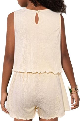 Girls' Summer 2 Piece Outfits Sleeveless Tank Tops and Wide Leg Shorts Sets in Kuwait