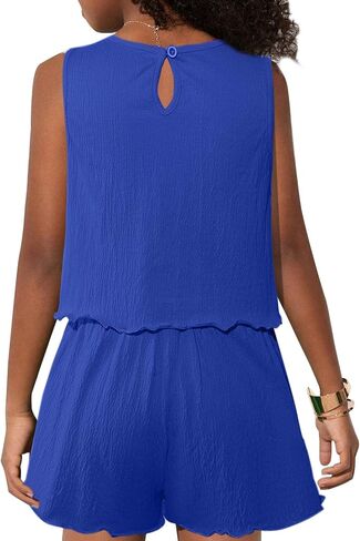 Girls' Summer 2 Piece Outfits Sleeveless Tank Tops and Wide Leg Shorts Sets in Kuwait