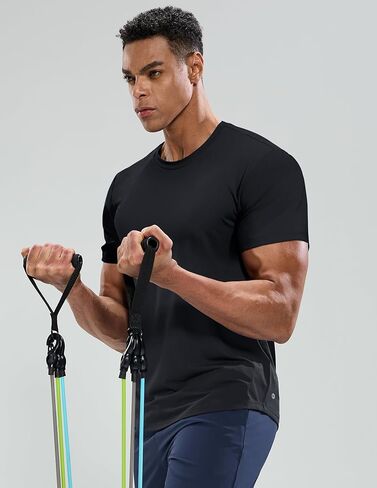 MIER Men's Workout T Shirts Dry Fit Short Sleeve Athletic Gym Running Lightweight Performance Tee Tops, Polyester, UPF 50+ in Saudi Arabia