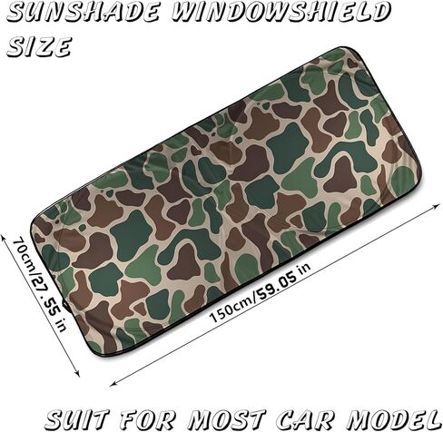 Army Dark Camo Foldable Windshield Sunshade – Premium 240T Car Sun Shade UV Protection & Heat Blocker with Easy Installation & Universal Fit,Camo Car Interior Accessories in Kuwait