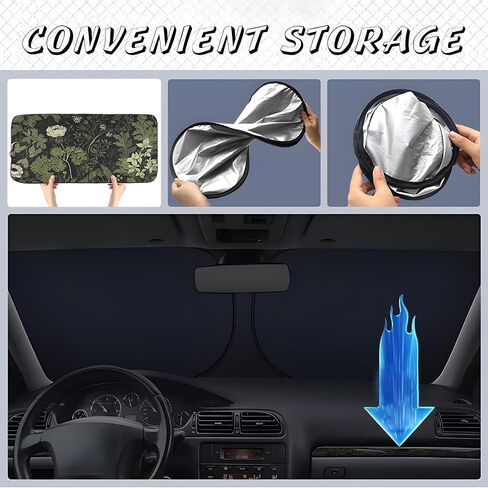 Army Dark Camo Foldable Windshield Sunshade – Premium 240T Car Sun Shade UV Protection & Heat Blocker with Easy Installation & Universal Fit,Camo Car Interior Accessories in Saudi Arabia