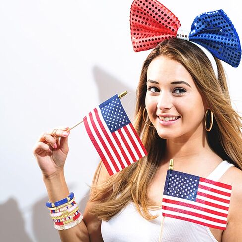 FAERLIIRY 4th of July Bracelets Red White Blue Bracelets American Flag USA Clay Beaded Bracelet Heishi Stretch Stackable Bracelets Patriotic Friendship Bracelet Surfer Preppy Summer Beach Jewelry in Saudi Arabia