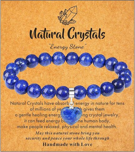 MAIBAOTA Healing Crystal Bracelet for Women, 8 mm Natural Gemstone Beaded Bracelet, Love Heart Bracelet Jewelry Gifts for Birthday Mothers Day Valentine's Day Anniversary in Saudi Arabia