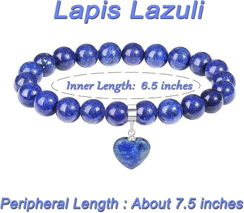 MAIBAOTA Healing Crystal Bracelet for Women, 8 mm Natural Gemstone Beaded Bracelet, Love Heart Bracelet Jewelry Gifts for Birthday Mothers Day Valentine's Day Anniversary in Saudi Arabia