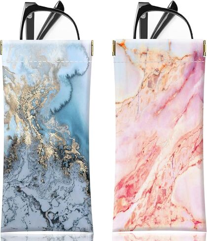 Glasses Case Sunglasses Eyeglass Glasses Case Soft PU Leather Portable Squeezing Glasses Bag for Men Women Girls in Kuwait