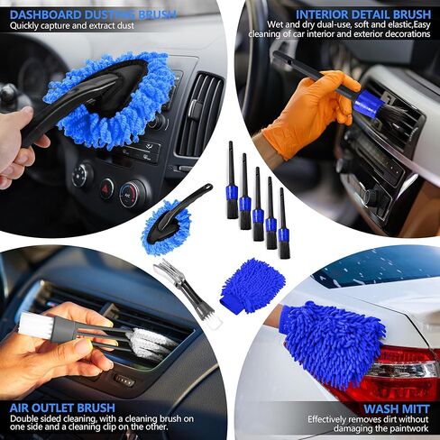 مجموعة تفاصيل السيارة 35pcs ، مرفقات فرشاة الحفر مع مجموعة التفاصيل ومربع الأدوات ، أدوات تنظيف تلقائية حمراء للعجلات ، لوحة القيادة ، النوافذ (B ： 35pcs-R) in Kuwait