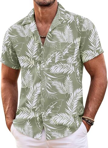 COOFANDY Mens Hawaiian Shirt Short Sleeve Floral Button Down Shirts Tropical Summer Beach Shirts Camp Collar Shirt in Saudi Arabia