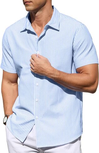 Sailwind Men's Casual Button Down Shirts Short Sleeve Striped Cotton Beach Summer Vacation Shirt in Saudi Arabia