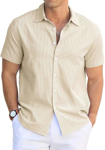 Sailwind Men's Casual Button Down Shirts Short Sleeve Striped Cotton Beach Summer Vacation Shirt in Saudi Arabia