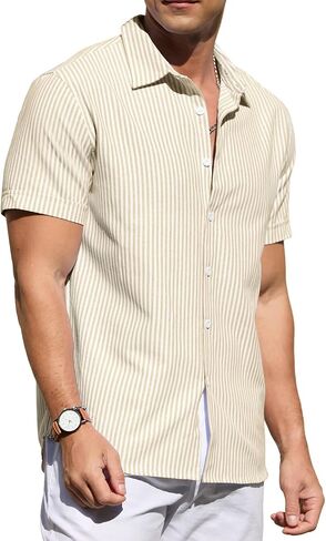 Sailwind Men's Casual Button Down Shirts Short Sleeve Striped Cotton Beach Summer Vacation Shirt in Saudi Arabia
