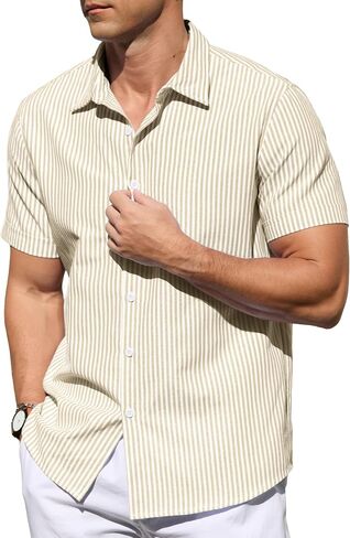 Sailwind Men's Casual Button Down Shirts Short Sleeve Striped Cotton Beach Summer Vacation Shirt in Saudi Arabia