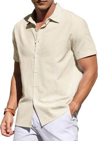 Sailwind Men's Casual Button Down Shirts Short Sleeve Striped Cotton Beach Summer Vacation Shirt in Saudi Arabia