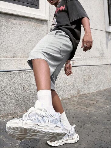 SHENHE Men's Baggy Sweat Shorts Drawstring Waist Wide Leg Raw Hem Loose Streetwear Shorts with Pockets Summer in Saudi Arabia