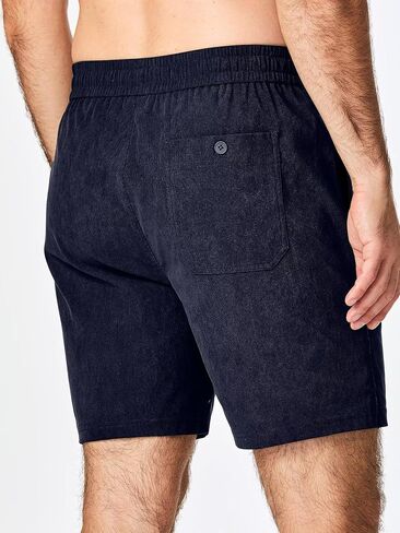 Men's Casual 7" Shorts Summer Beach Corduroy Shorts Lightweight Drawstring Elastic Waist Shorts with Pockets in Saudi Arabia