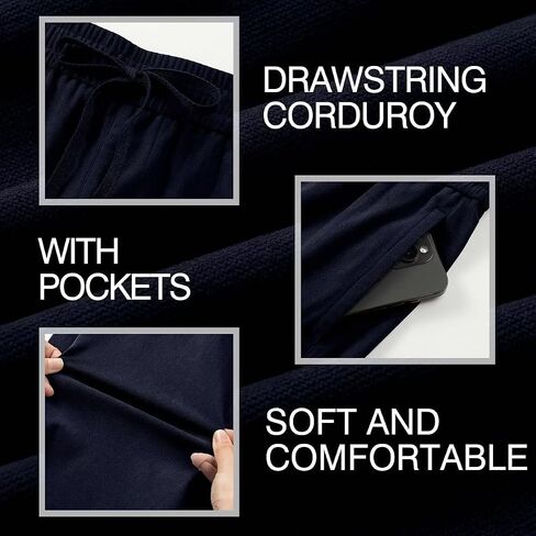 Men's Casual 7" Shorts Summer Beach Corduroy Shorts Lightweight Drawstring Elastic Waist Shorts with Pockets in Saudi Arabia