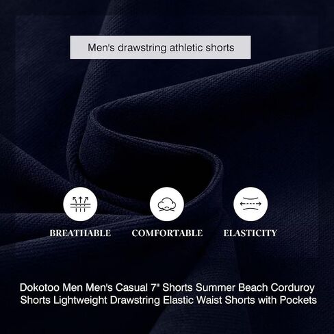 Men's Casual 7" Shorts Summer Beach Corduroy Shorts Lightweight Drawstring Elastic Waist Shorts with Pockets in Saudi Arabia