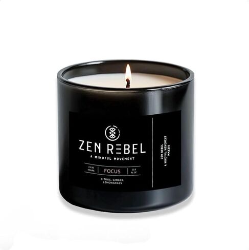 Aromatherapy Candle Focus - Daytime Citrus Blend with Ginger and Lemongrass - Natural Soy Candle for Productivity and Relaxation, Gift Candles for Men and Women in Saudi Arabia