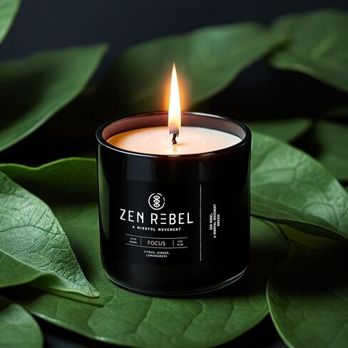 Aromatherapy Candle Focus - Daytime Citrus Blend with Ginger and Lemongrass - Natural Soy Candle for Productivity and Relaxation, Gift Candles for Men and Women in Saudi Arabia
