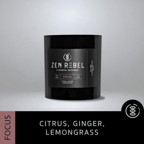 Aromatherapy Candle Focus - Daytime Citrus Blend with Ginger and Lemongrass - Natural Soy Candle for Productivity and Relaxation, Gift Candles for Men and Women in Saudi Arabia
