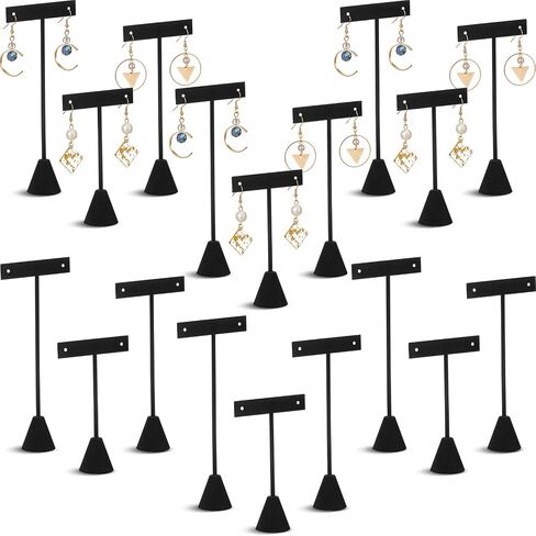Marsui 12 Pcs Black Velvet T Bar Display Earring Holders Set Earring T Stand Display Earring Display for Selling with 3 Different Heights for Jewelry Earrings Showroom Trade Display in Saudi Arabia