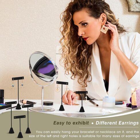Marsui 12 Pcs Black Velvet T Bar Display Earring Holders Set Earring T Stand Display Earring Display for Selling with 3 Different Heights for Jewelry Earrings Showroom Trade Display in Saudi Arabia