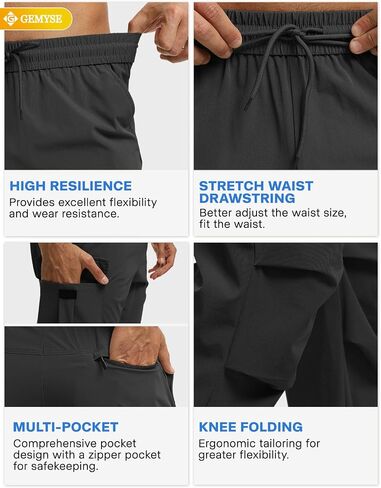 Gemyse Men's Track Pants خفيفة الوزن سريع الجافة صيد الأسماك ركض تجريب السراويل المشي لمسافات طويلة النشطة الرياضية in Kuwait