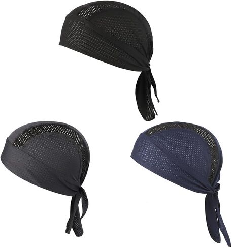 Beanie Hat Quick Dry Breathable Mesh Sweat Wicking Skull Cap Bandana Helmet Liner Headpiece Motorcycle Head Wrap 3PCS in Saudi Arabia