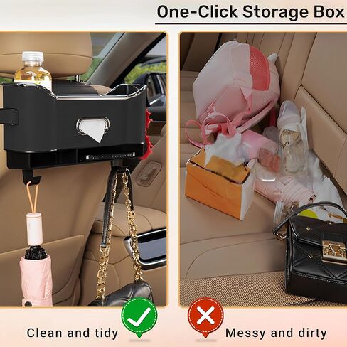 2025 New Back Seat Car Organizer, Multifunctional Seat Back Storage Box, Universal Car Tissue Holder, Five-in-one Multifunctional Storage Box (Black) in Saudi Arabia