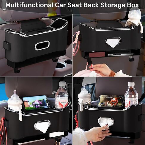 2025 New Back Seat Car Organizer, Multifunctional Seat Back Storage Box, Universal Car Tissue Holder, Five-in-one Multifunctional Storage Box (Black) in Saudi Arabia