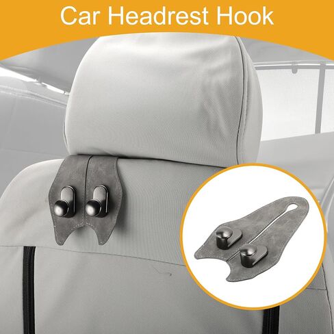 1 PCS Headl Universal Car Seat Head Hook لمعظم السيارات وسيارات الدفع الرباعي ومقعد السيارة منظمة السنانير المنظمات القوية من الجلد المصنوع من الجلد الأسود 7.17 "x3.94" in Kuwait