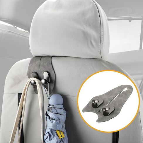 1 PCS Headl Universal Car Seat Head Hook لمعظم السيارات وسيارات الدفع الرباعي ومقعد السيارة منظمة السنانير المنظمات القوية من الجلد المصنوع من الجلد الأسود 7.17 "x3.94" in Kuwait
