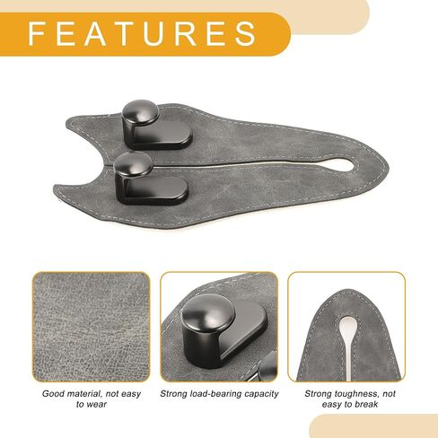1 PCS Headl Universal Car Seat Head Hook لمعظم السيارات وسيارات الدفع الرباعي ومقعد السيارة منظمة السنانير المنظمات القوية من الجلد المصنوع من الجلد الأسود 7.17 "x3.94" in Kuwait