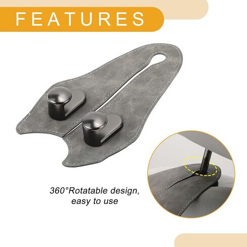 1 PCS Headl Universal Car Seat Head Hook لمعظم السيارات وسيارات الدفع الرباعي ومقعد السيارة منظمة السنانير المنظمات القوية من الجلد المصنوع من الجلد الأسود 7.17 "x3.94" in Kuwait