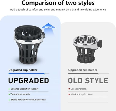 Upgraded Motorcycle Handlebar Drink Cup Holder Mount for Harley Davidson Passenger Water Bottle Holder with Mesh Basket Universal for Honda GL1800 DCT (Chrome, 102MM) in Saudi Arabia