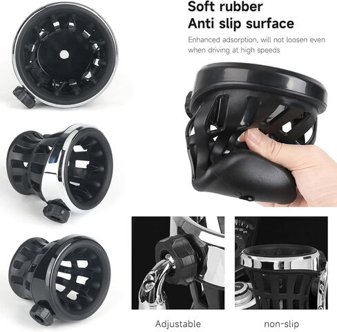 Upgraded Motorcycle Handlebar Drink Cup Holder Mount for Harley Davidson Passenger Water Bottle Holder with Mesh Basket Universal for Honda GL1800 DCT (Chrome, 102MM) in Saudi Arabia