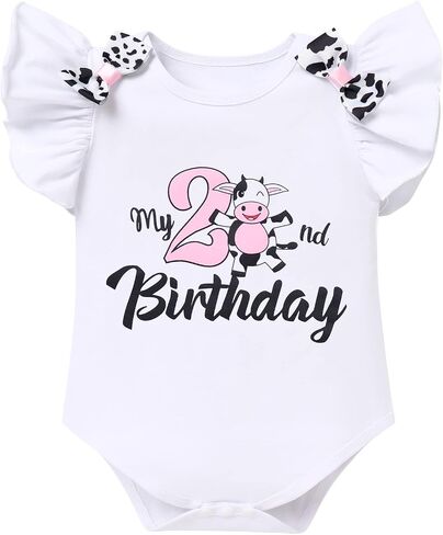 FYMNSI Baby Girl Farm Cow 1st Birthday Outfit Romper Tutu Skirt Headband Ladybug Bee Cake Smash Photo Shoot Clothes 3PCS Set in Saudi Arabia