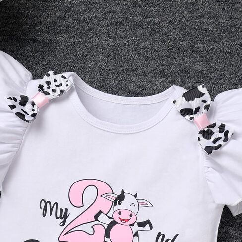 FYMNSI Baby Girl Farm Cow 1st Birthday Outfit Romper Tutu Skirt Headband Ladybug Bee Cake Smash Photo Shoot Clothes 3PCS Set in Saudi Arabia