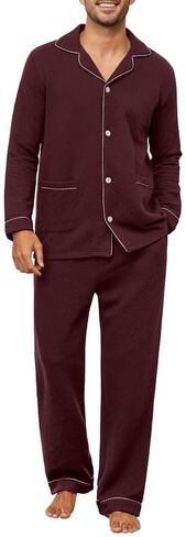 U2SKIIN Mens Pajama Set Soft Warm Long Sleeve Quilted Fabric Cotton Cozy Sleepwear Button-Down Pjs in Saudi Arabia