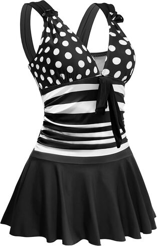 AONTUS Plus Size Contrast Color Swimsuits Tummy Control Boy Shorts for Women with Quick-Dry V-Neck in Saudi Arabia