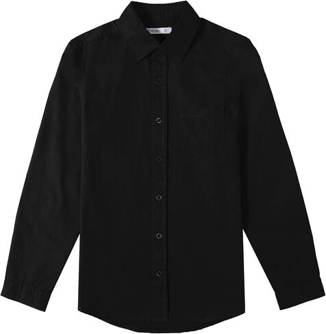 Tronjori Boys Long Sleeve Button Down Cotton Casual Shirt Dress Shirt School Uniform in Kuwait