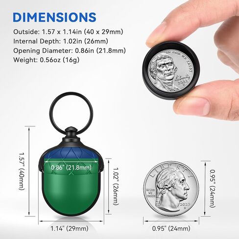 Aufew Small Pill Case, Keychain Pill Holder with Cute & Moisture-Proof Design, Durable Aluminum Single Pill Box for Daily, Travel Use - Acorn-Shaped in Saudi Arabia