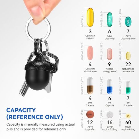 Aufew Small Pill Case, Keychain Pill Holder with Cute & Moisture-Proof Design, Durable Aluminum Single Pill Box for Daily, Travel Use - Acorn-Shaped in Saudi Arabia