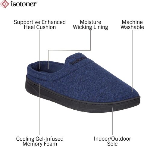 isotoner Men's Heathered Knit Brady Clog Slipper, Memory Foam, Enhanced Heel Cushion, Indoor/Outdoor Outsole in Kuwait