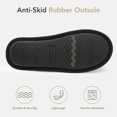 VeraCosy Mens Knitted Scottish Slippers with Soft Memory Foam Non Slip Indoor Rubber Sole in Kuwait