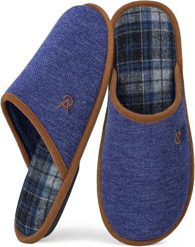 VeraCosy Mens Knitted Scottish Slippers with Soft Memory Foam Non Slip Indoor Rubber Sole in Kuwait