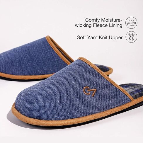 VeraCosy Mens Knitted Scottish Slippers with Soft Memory Foam Non Slip Indoor Rubber Sole in Kuwait