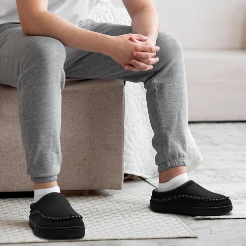 Mixin Mens Slippers Indoor Outdoor Memory Foam Warm Fuzzy Fluffy Comfy House Shoes anti slip moccasin slippers in Kuwait